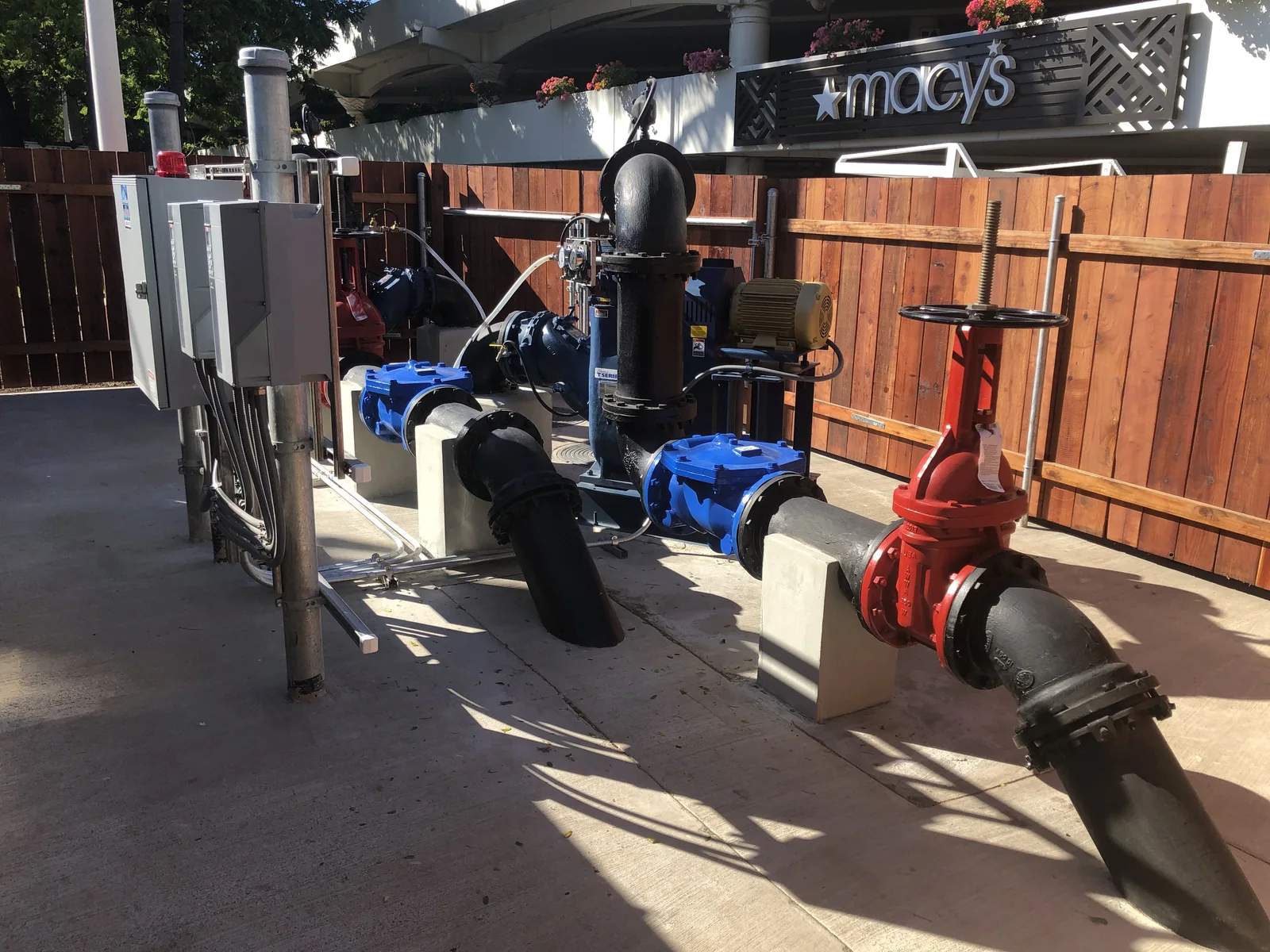 Completed sewer-system connection and valves at the Ala Moana project.