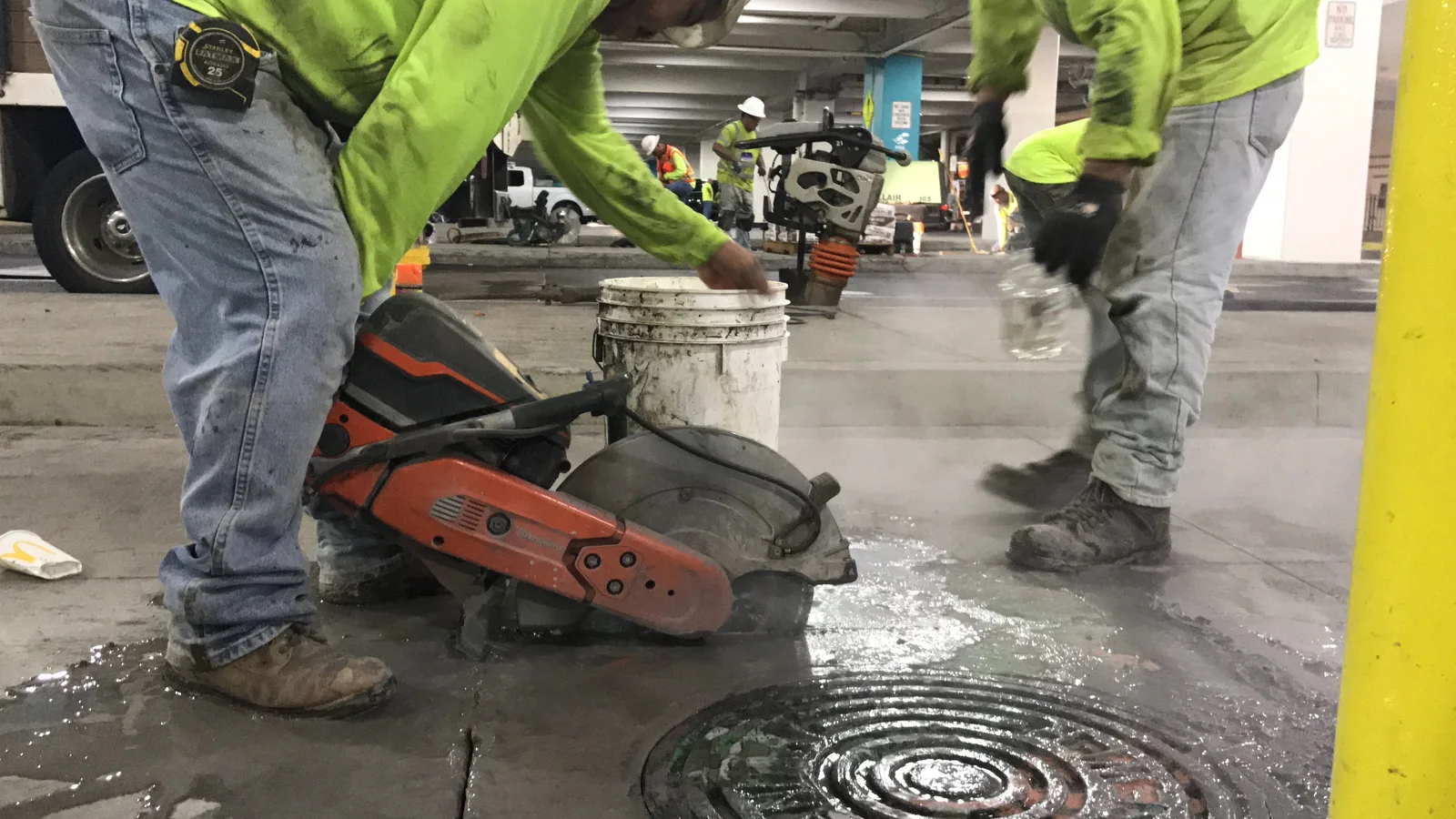 MIRA crew completing controlled concrete cutting inside Ala Moana Center.