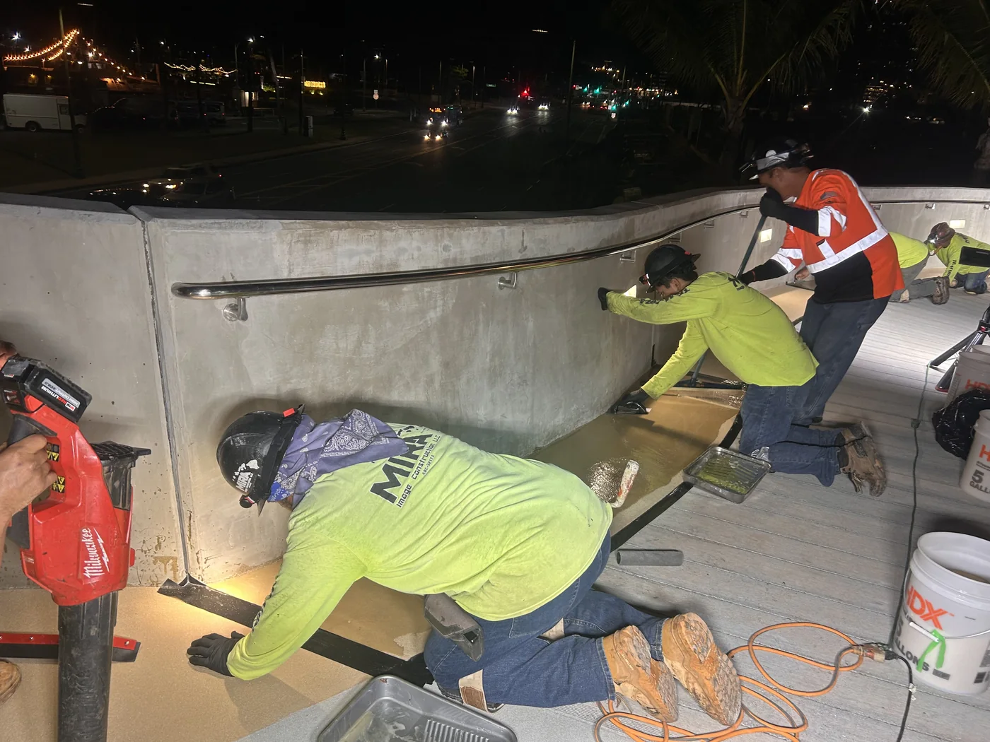 Completed walkway surface and architectural concrete details.