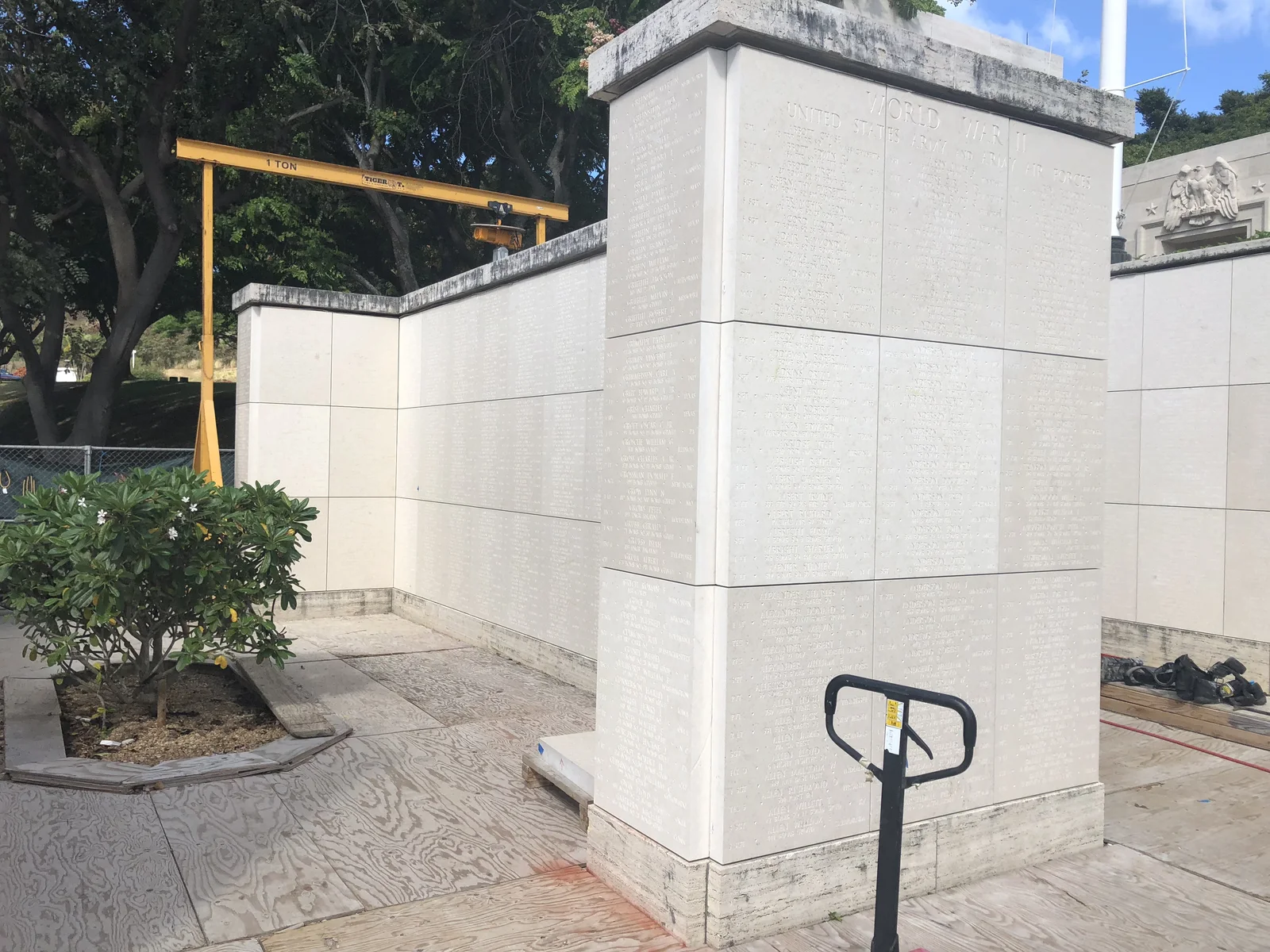 Completed stonework at the Courts of the Missing.