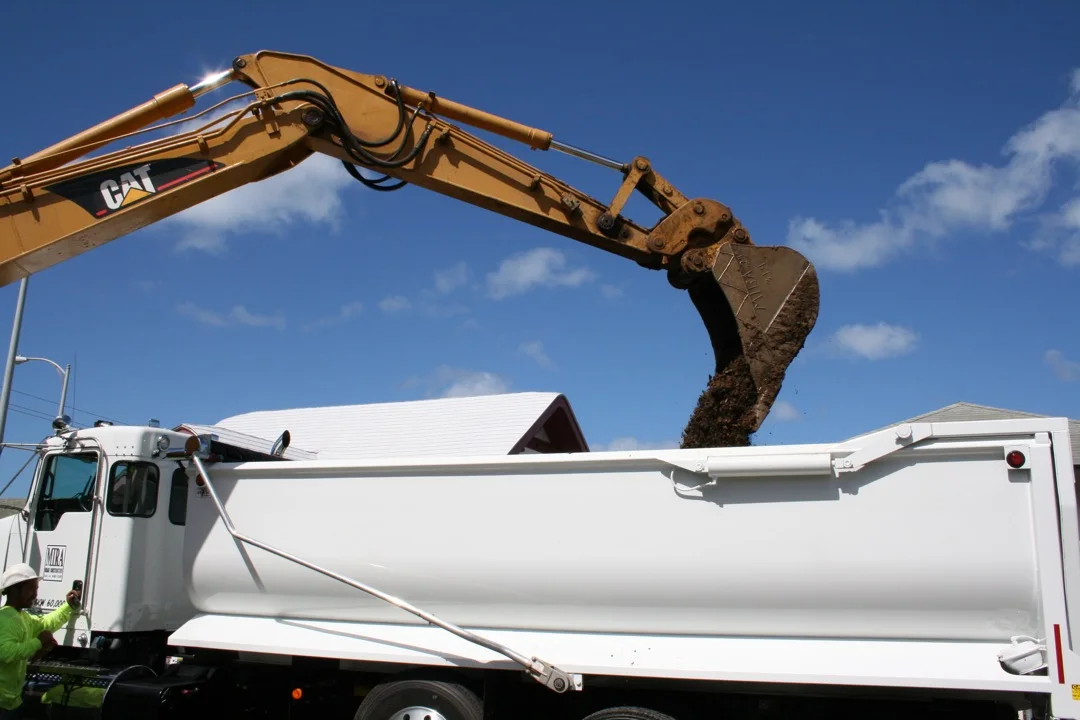 Excavation and hauling work on the Kapahulu waterline upgrade.
