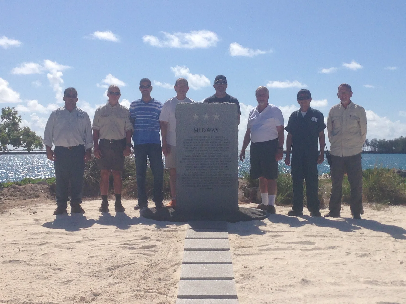 Completed granite memorial on Midway Atoll.